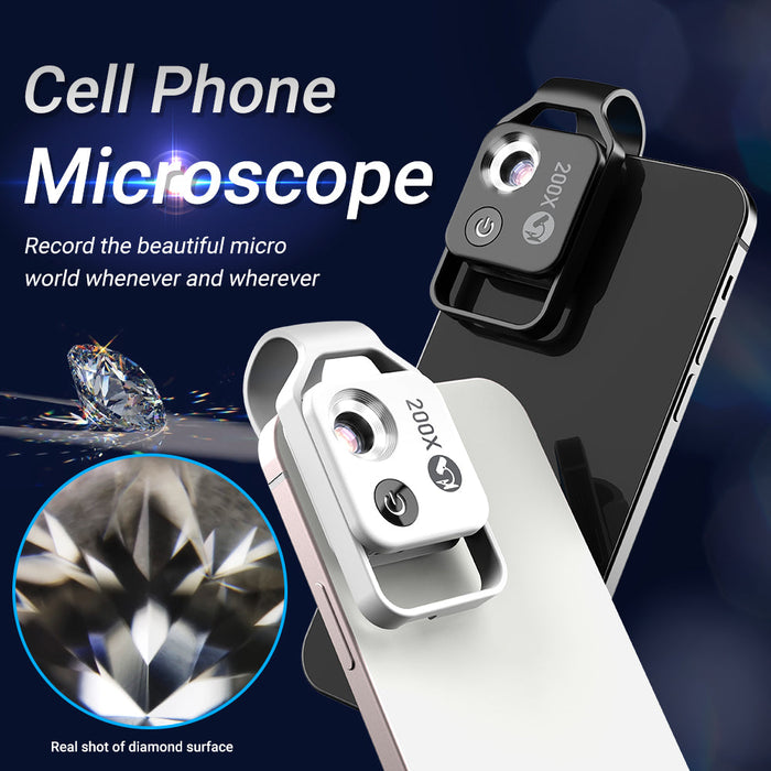APEXEL Phone Microscope Lens 200X LED - Magnifying.com.au