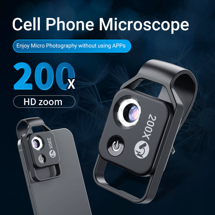 APEXEL Phone Microscope Lens 200X LED - Magnifying.com.au