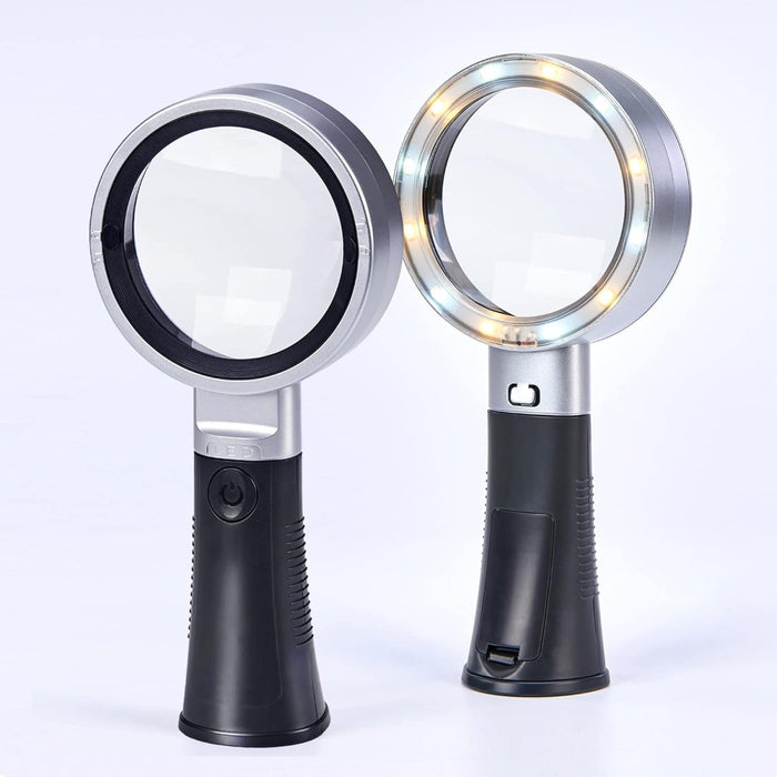 10X Magnifying Glass With Lights - Non Slip Ergonomic Standing Handle - Magnifying.com.au