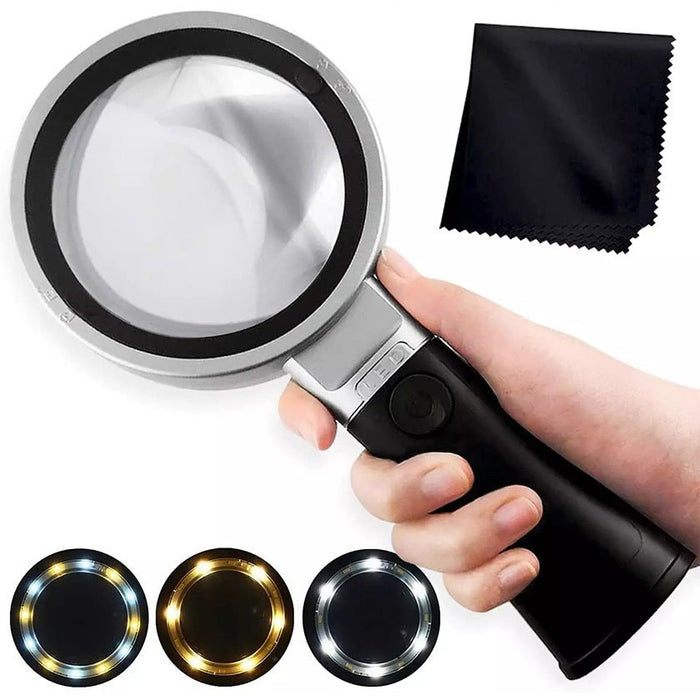 10X Magnifying Glass With Lights - Non Slip Ergonomic Standing Handle - Magnifying.com.au