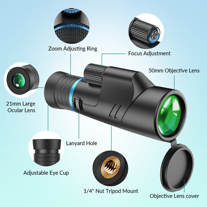 APEXEL 10-20X Monocular Telescope with Night Vision