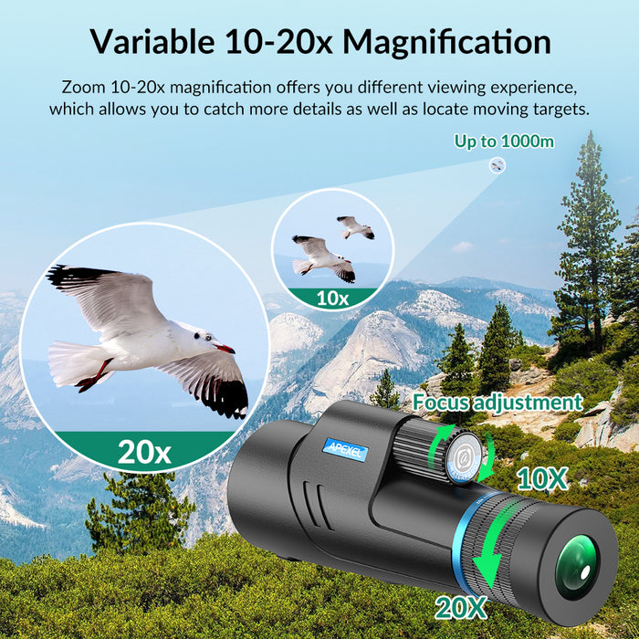 APEXEL 10-20X Monocular Telescope with Night Vision