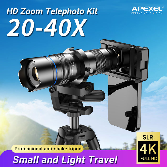 APEXEL Telephoto Lens 20X-40X Zoom Lens with Table Tripod