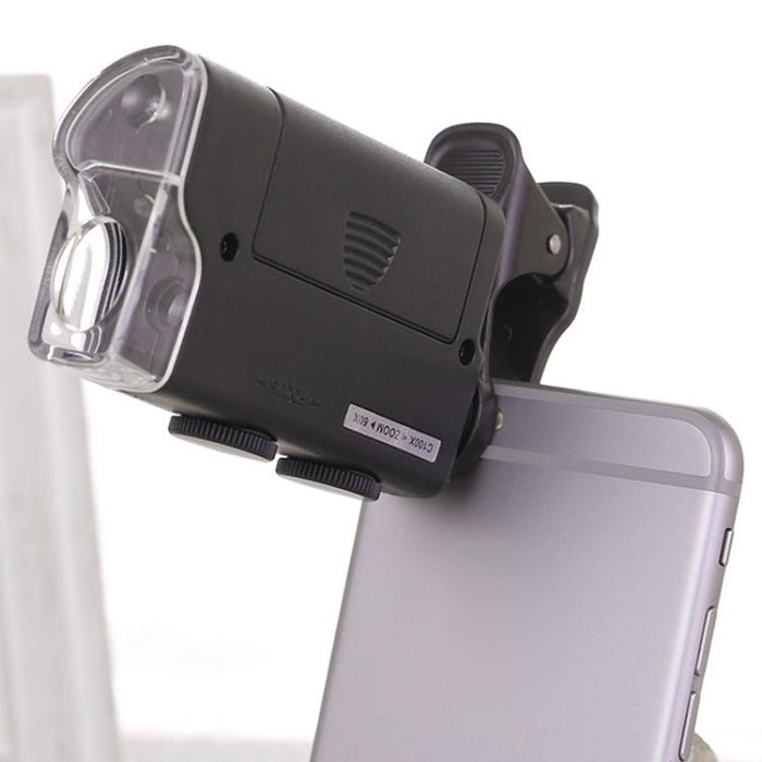 Deluxe 60-100X Pocket Microscope with Phone Clip - Magnifying.com.au