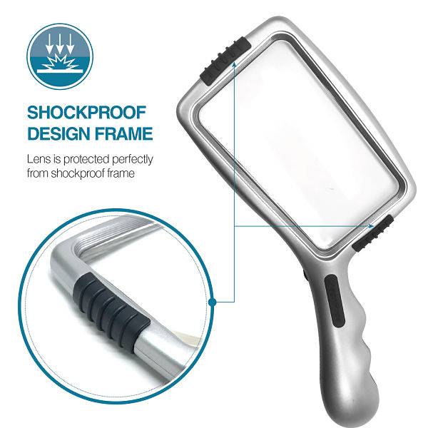 Rectangular LED Hand Magnifier 3X - Magnifying.com.au